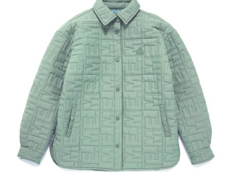 Monogram Quilted Puff Shacket - Sage Discount