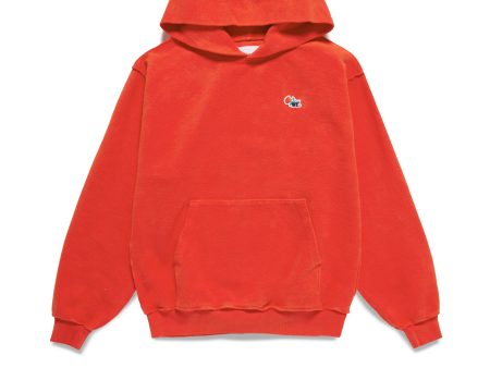 ME. Reverse Brushed Hoodie - Blood Orange Cheap