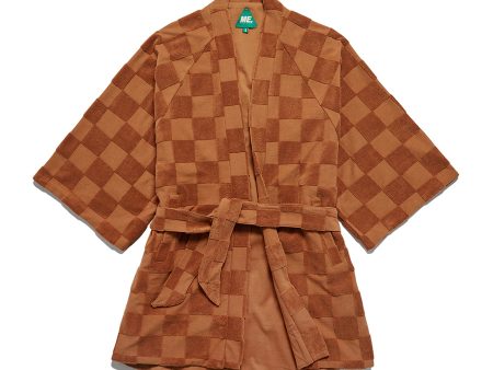 Estelle Terrycloth Check Robe - Caramel Supply