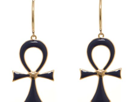 Ankh Enamel Hoop Earrings Online