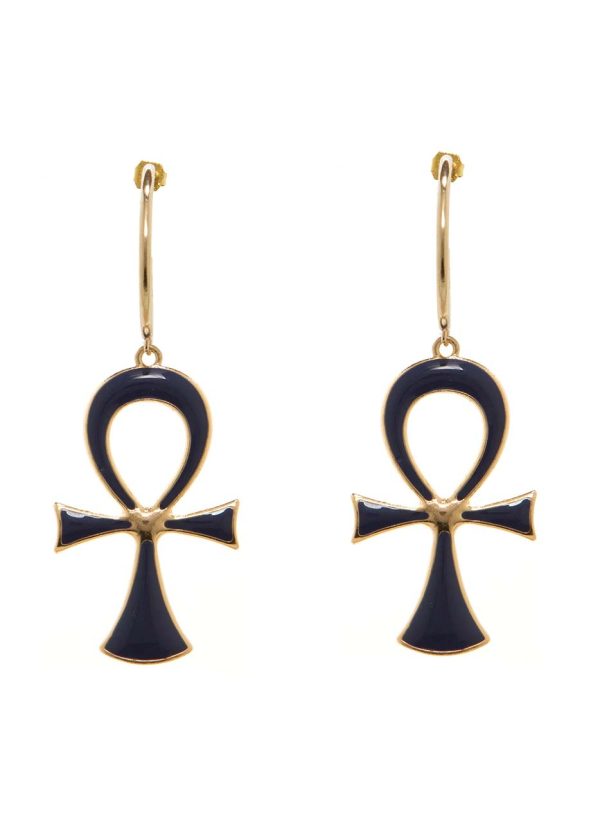 Ankh Enamel Hoop Earrings Online