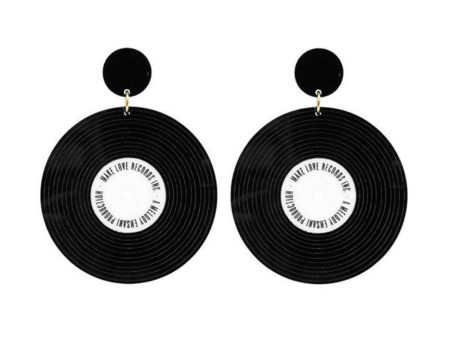 Make Love Records Earrings - Black For Discount