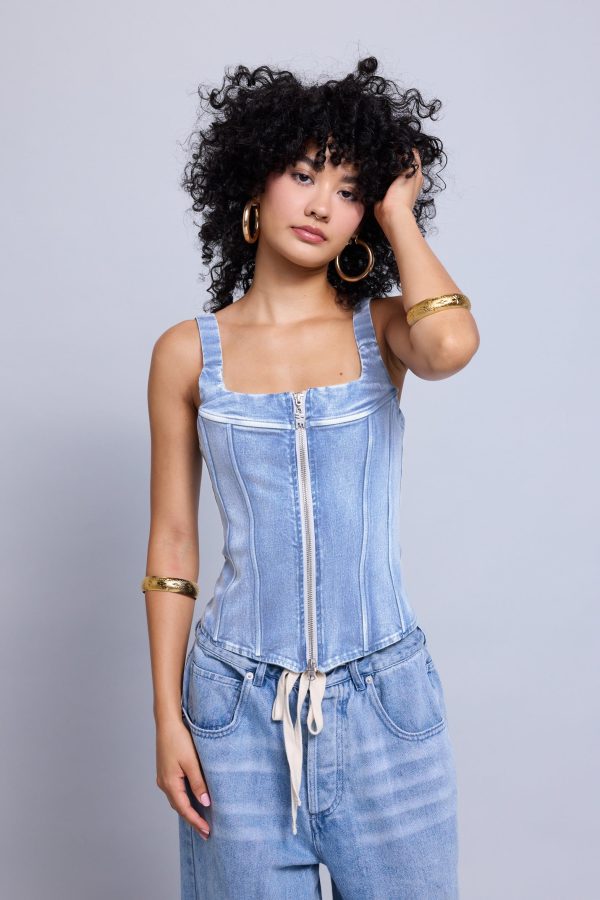 Classic Denim Corset Top Cheap