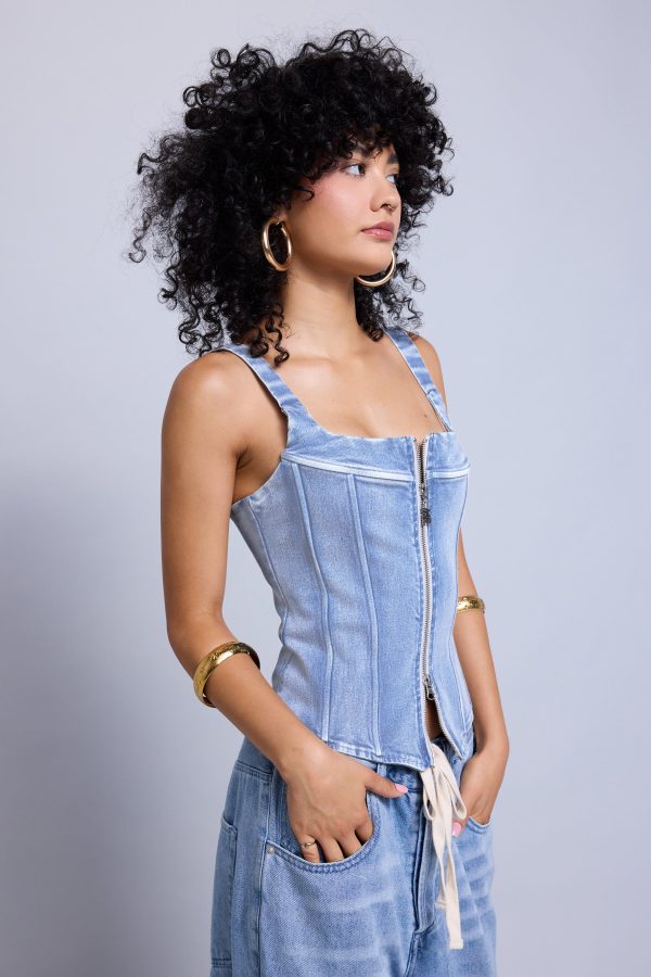 Classic Denim Corset Top Cheap