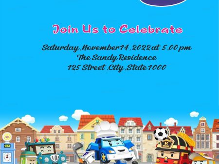 Robo Poli  Theme Customized Invite For Cheap