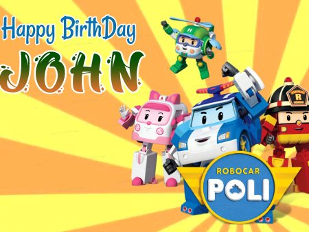 Robo Poli Theme Personalized Backdrop Supply