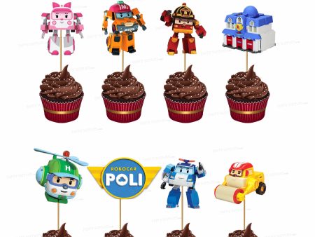 Robo Poli Theme Cup Cake Topper on Sale