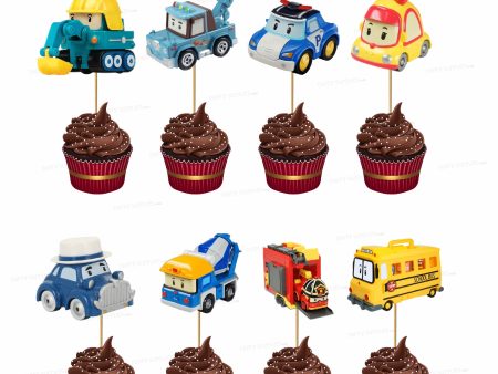 Robo Poli Theme  Customized Cup Cake Topper Online Hot Sale