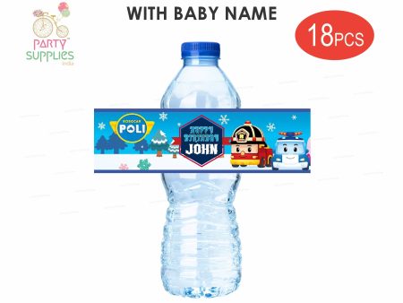 Robo Poli  Theme Water Bottle Sticker Hot on Sale