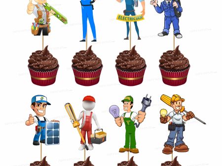 Electrician Theme Cup Cake Topper Sale