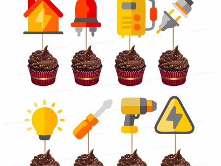 Electrician Theme Customized Cup Cake Topper Online Sale