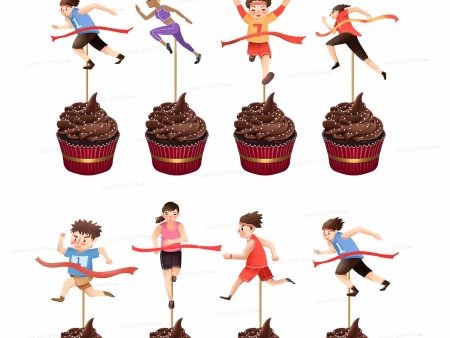 Marathon Theme Cup Cake Topper Discount