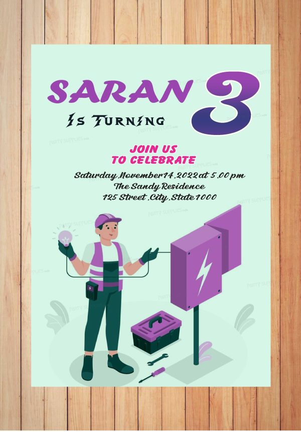 Electrician Themes Customized Invite Supply