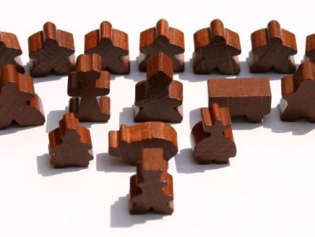 Carcassonne: Meeple - Complete Toy Figure Set (19 Pieces) (Wood Brown) on Sale