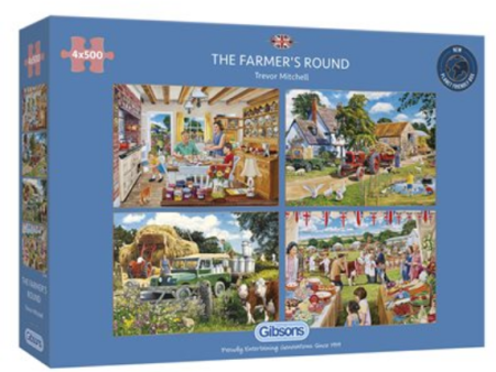 Puzzle - Gibsons - The Farmer s Round: 4 Puzzles (500 Pieces) Online Hot Sale